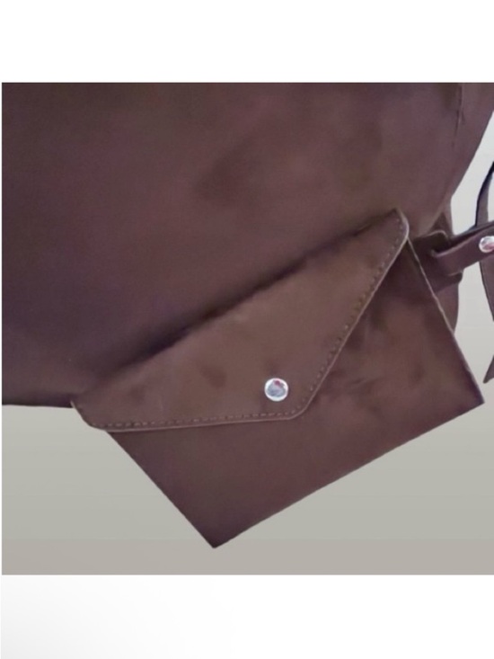 🆕 - Banana Republic Chocolate Brown Vegan Suede Side Tie Tote. NWT - Picture 4 of 10